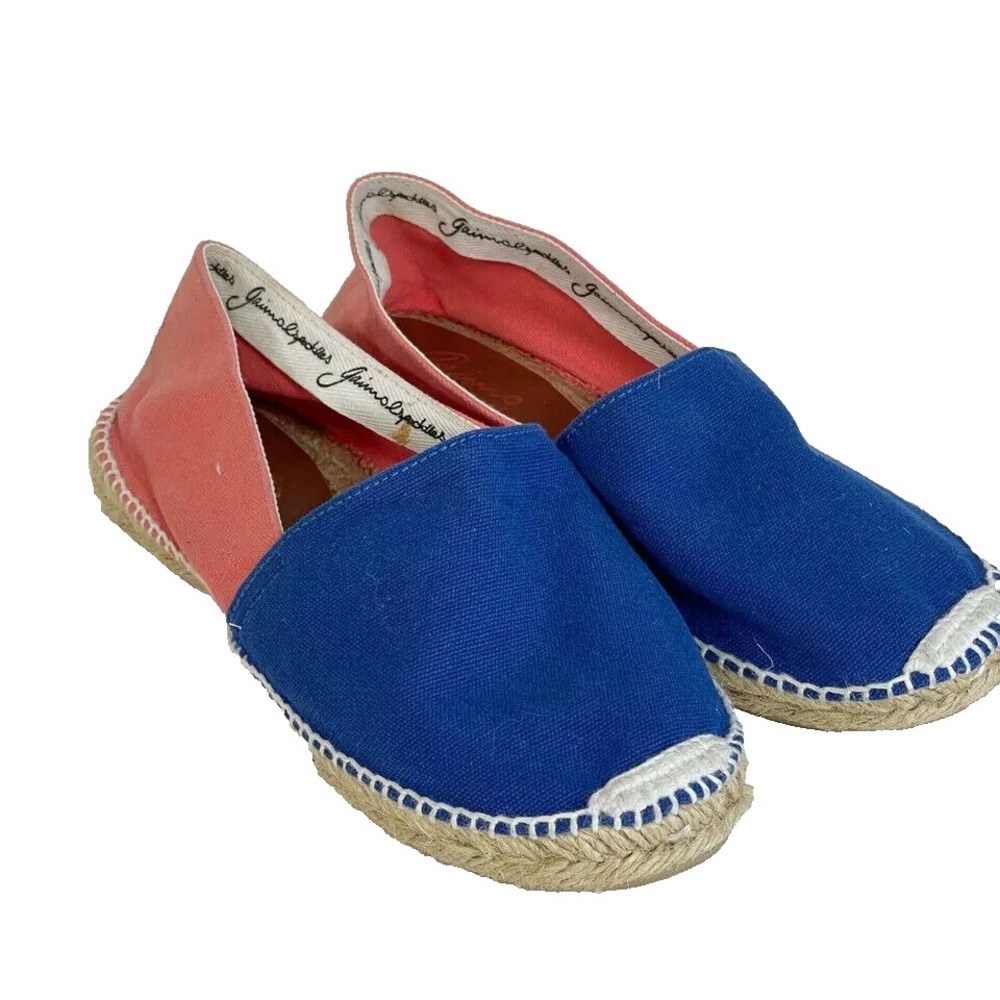 Gaimo Espadrilles Loafer Flats Shoes Womens Size 37 Blue Pink‎ Slip On Hand Made